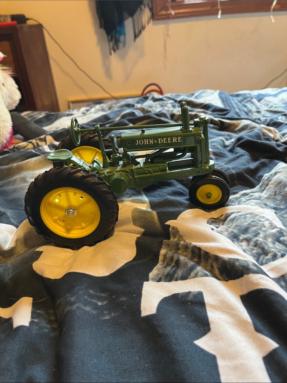 John Deere Green and Yellow Metal Toy Tractor Model
